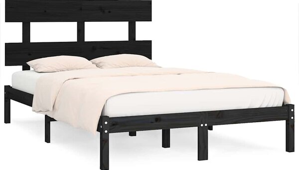 Rám postele černý masivní dřevo 200 x 200 cm 3104697