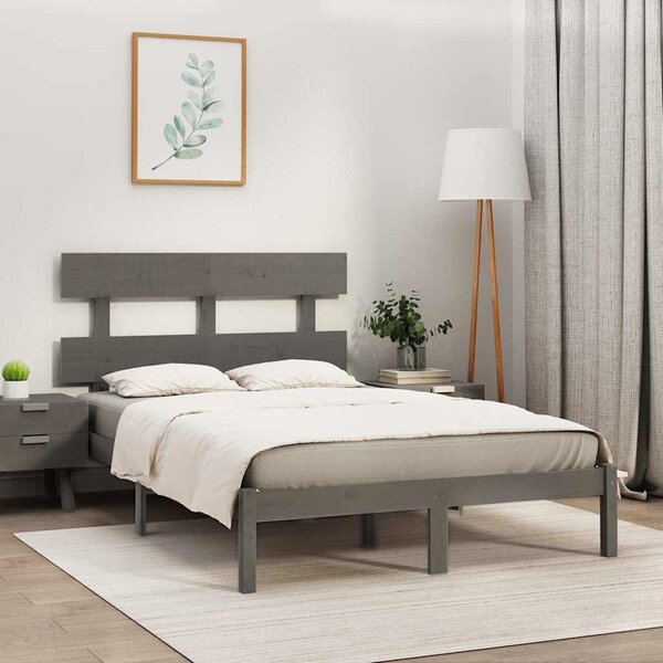 Rám postele šedý masivní dřevo 200 x 200 cm 3104695