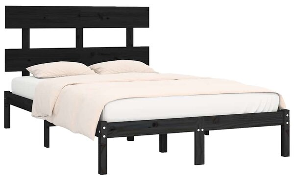 Rám postele černý masivní dřevo 200 x 200 cm 3104697