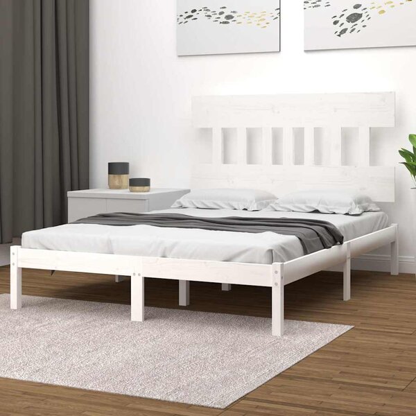 Rám postele bílý masivní dřevo 200 x 200 cm 3104759