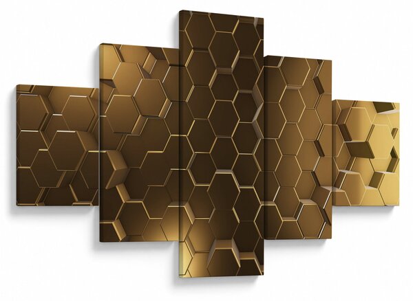 Obraz - Zlaté hexagony (125x70 cm)