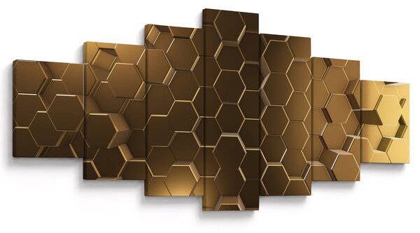 Obraz - Zlaté hexagony (210x100 cm)