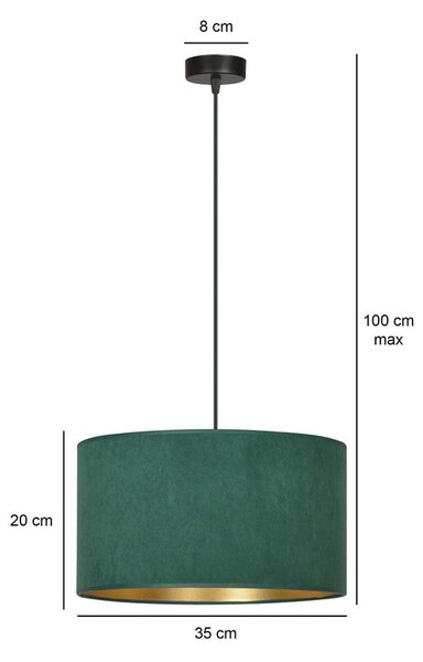 Závěsné svítidlo HILDE 1 – černé, zelené textilní stínidlo, 1× E27, šířka 35 cm