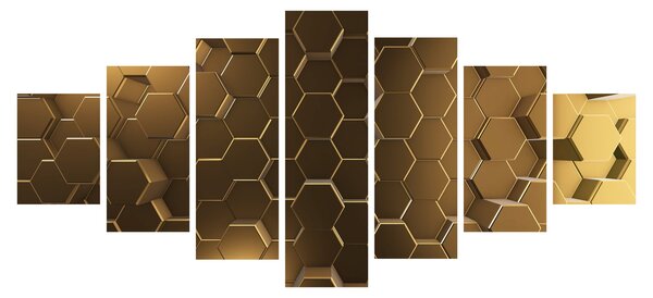 Obraz - Zlaté hexagony (210x100 cm)