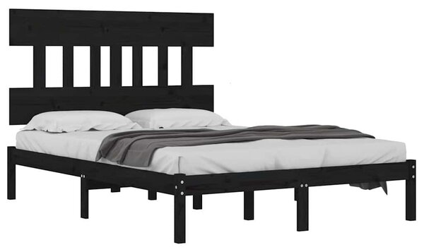 Rám postele černý masivní dřevo 200 x 200 cm 3104762