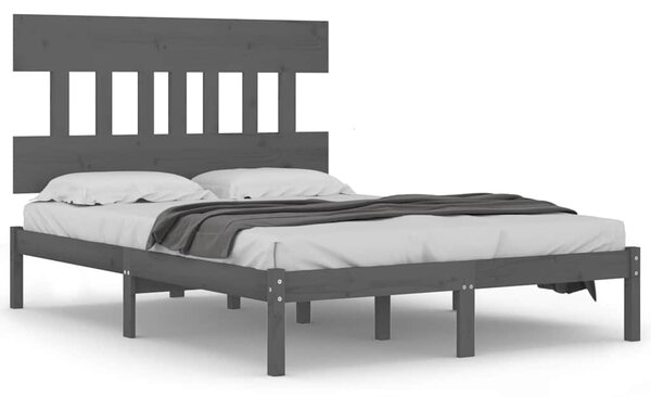 Rám postele šedý masivní dřevo 200 x 200 cm 3104760