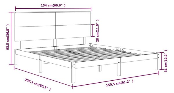 Rám postele masivní dřevo 150 x 200 cm King Size 3104808