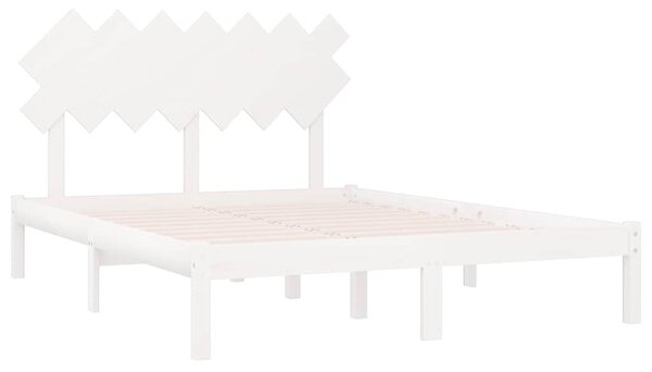 Rám postele bílý 140 x 190 cm masivní dřevo 3104849
