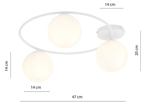 Stropní svítidlo SOPRA 3 – bílé, opálové sklo, 3× E14, šířka 47 cm