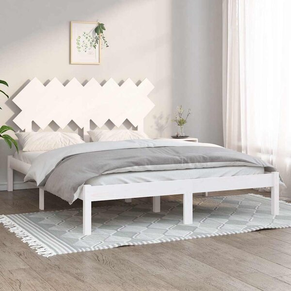 Rám postele bílý 140 x 190 cm masivní dřevo 3104849