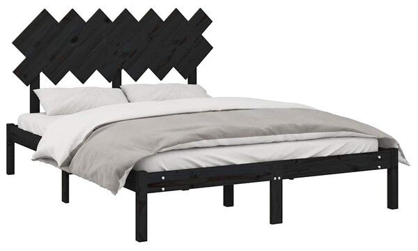 Rám postele černý 140 x 190 cm masivní dřevo 3104852