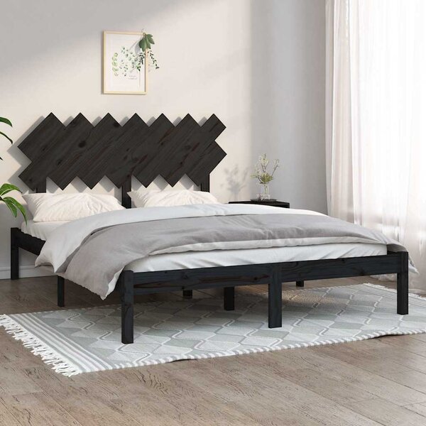 Rám postele černý 140 x 190 cm masivní dřevo 3104852