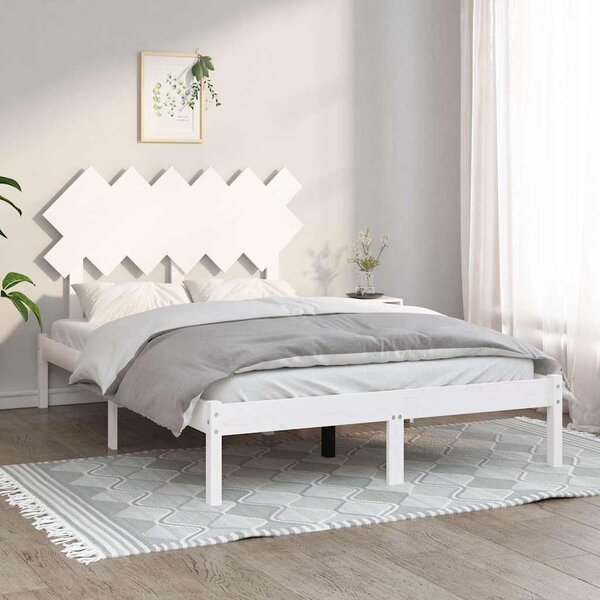 Rám postele bílý 120 x 200 cm masivní dřevo 3104864