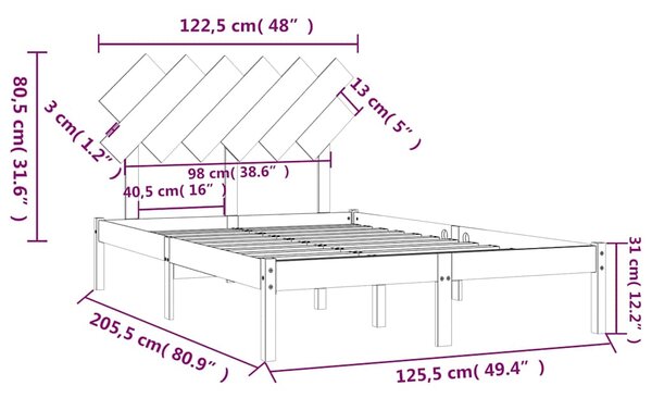 Rám postele bílý 120 x 200 cm masivní dřevo 3104864