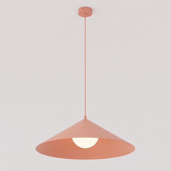 Závěsné svítidlo MONO 1L – korálové, bílé sklo, 1× E14, šířka 50 cm