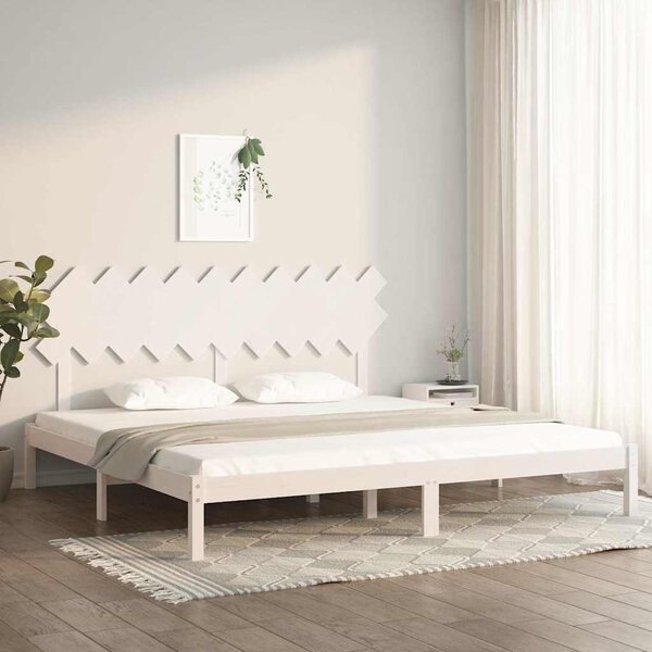 Rám postele bílý 200 x 200 cm masivní dřevo 3104889