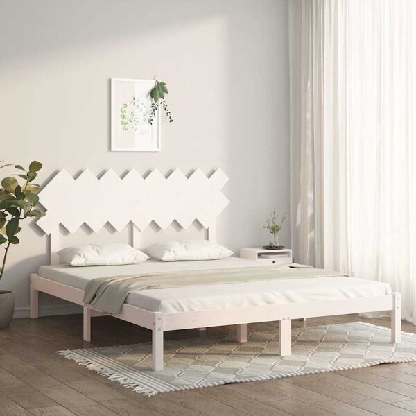 Rám postele bílý 160 x 200 cm masivní dřevo 3104879