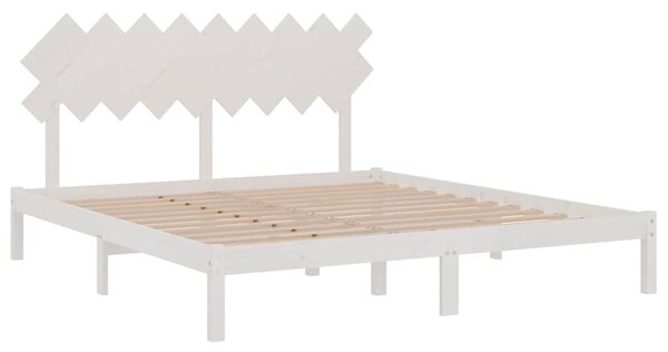 Rám postele bílý 180 x 200 cm Super King masivní dřevo 3104884