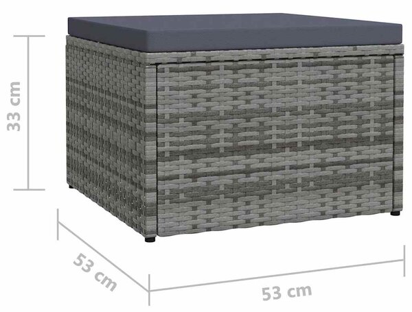 Zahradní podnožka s poduškou šedá polyratan 310488