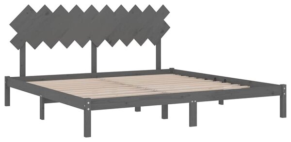 Rám postele šedý 200 x 200 cm masivní dřevo 3104890