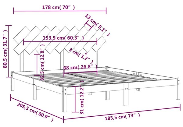 Rám postele bílý 180 x 200 cm Super King masivní dřevo 3104884
