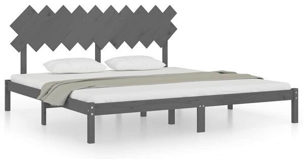 Rám postele šedý 200 x 200 cm masivní dřevo 3104890