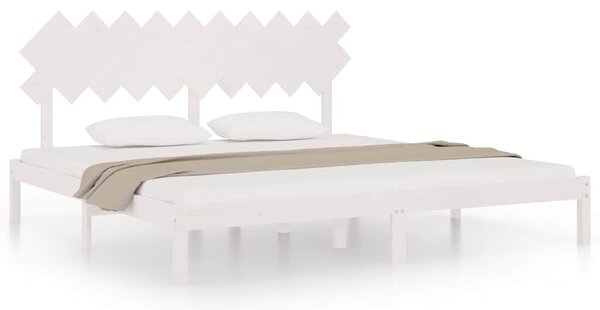 Rám postele bílý 200 x 200 cm masivní dřevo 3104889