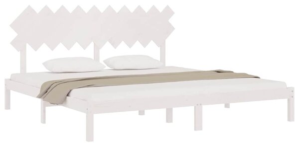 Rám postele bílý 200 x 200 cm masivní dřevo 3104889