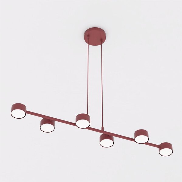 Závěsné svítidlo MEGARA 6 – vínové, 6× GX53, šířka 95 cm