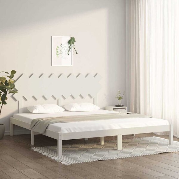 Rám postele bílý 180 x 200 cm Super King masivní dřevo 3104884