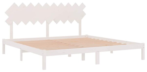 Rám postele bílý 200 x 200 cm masivní dřevo 3104889