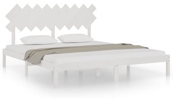Rám postele bílý 180 x 200 cm Super King masivní dřevo 3104884