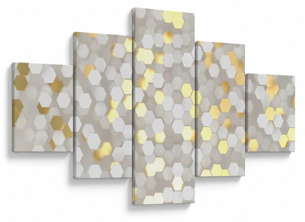 Obraz - Zlato-bílé hexagony (125x70 cm)
