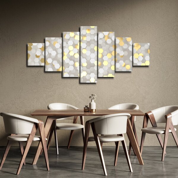 Obraz - Zlato-bílé hexagony (210x100 cm)