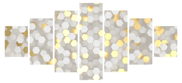 Obraz - Zlato-bílé hexagony (210x100 cm)