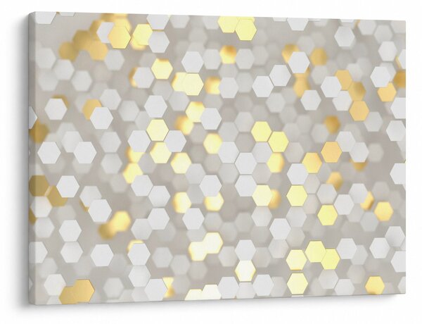 Obraz - Zlato-bílé hexagony (70x50 cm)