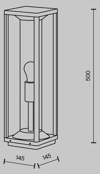 Maytoni Venkovní sloupkové svítidlo CELL, 15W, v. 50 cm, 1xE27, IP54