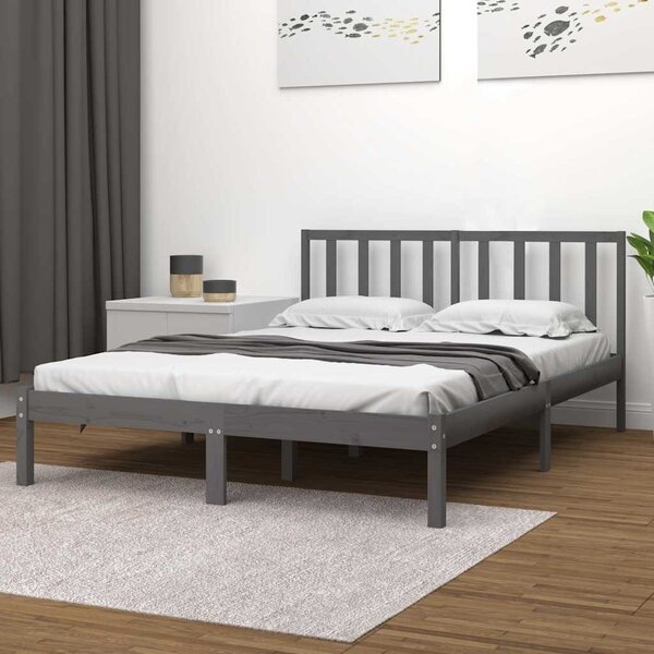 Rám postele šedý masivní borovice 200 x 200 cm 3105093