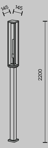 Maytoni Venkovní sloupkové svítidlo CELL, 15W, v. 220 cm, 1xE27, IP54