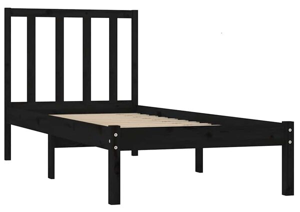 Rám postele černý masivní borovice 75 x 190 cm malé jednolůžko 3105100