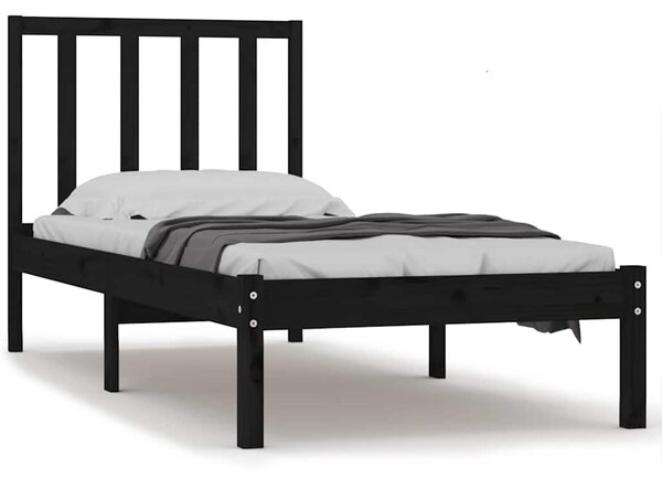 Rám postele černý masivní borovice 75 x 190 cm malé jednolůžko 3105100