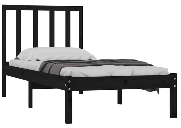Rám postele černý masivní borovice 75 x 190 cm malé jednolůžko 3105100