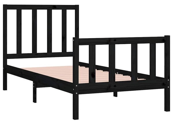 Rám postele černý masivní dřevo 75 x 190 cm malé jednolůžko 3105189
