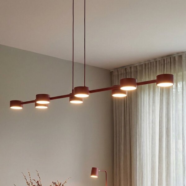 Závěsné svítidlo MEGARA 8 – vínové, 8× GX53, šířka 116 cm