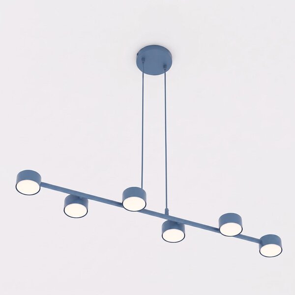 Závěsné svítidlo MEGARA 6 – tlumeně modré, 6× GX53, šířka 95 cm