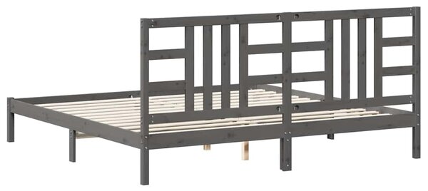 Rám postele šedý masivní dřevo 200 x 200 cm 3105427