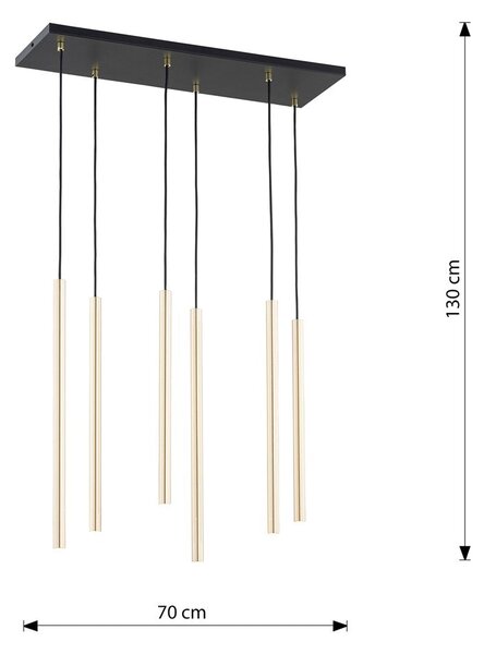 Závěsné svítidlo SELTER 6 – zlaté, 6× G9, šířka 59 cm