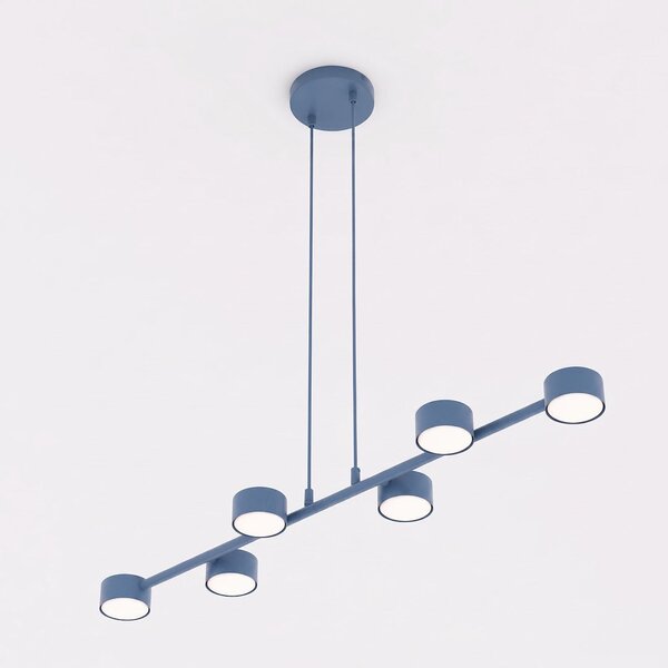 Závěsné svítidlo MEGARA 6 – tlumeně modré, 6× GX53, šířka 95 cm