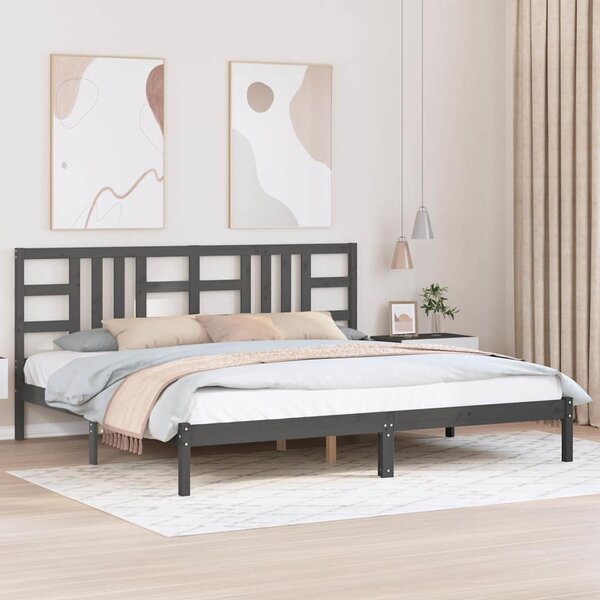 Rám postele šedý masivní dřevo 200 x 200 cm 3105427