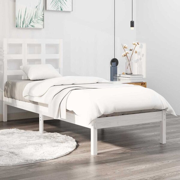 Rám postele bílý masivní dřevo 75 x 190 cm malé jednolůžko 3105431